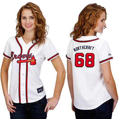 Aaron Northcraft #68 mlb Jersey-Atlanta Braves Women's Authentic Home White Cool Base Baseball Jersey